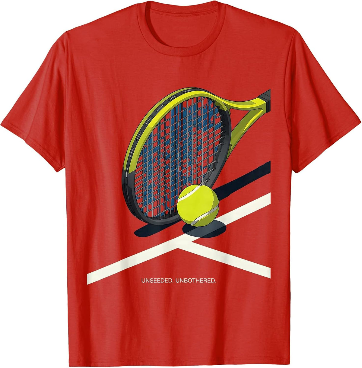 Men's Unseeded Unbothered Funny Tennis Player Humor Novelty T-Shirt - Red