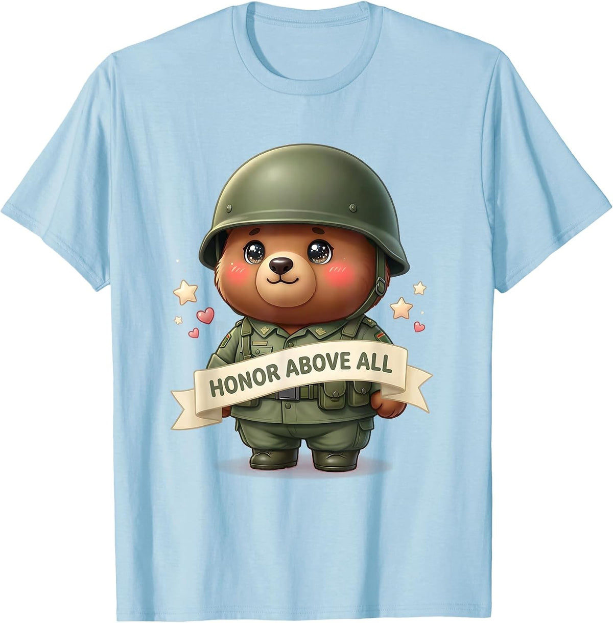 Honor Above All Military Army Pride Design T-Shirt - Baby Blue
