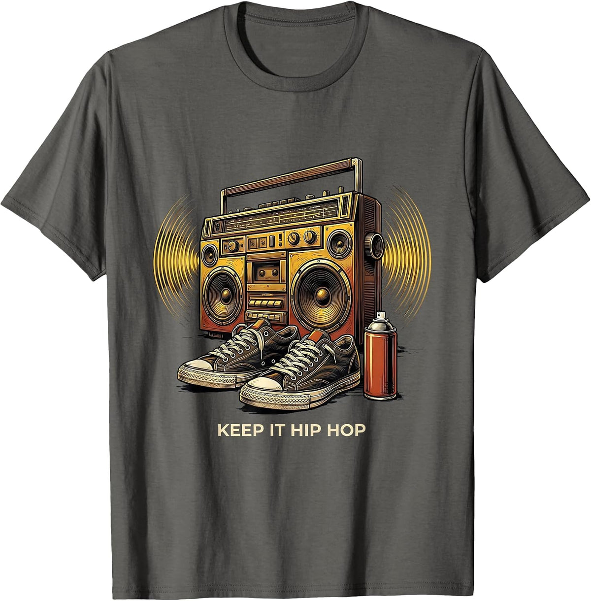 Keep It Hip Hop Bold Graphic Design T-Shirt - Asphalt Grey