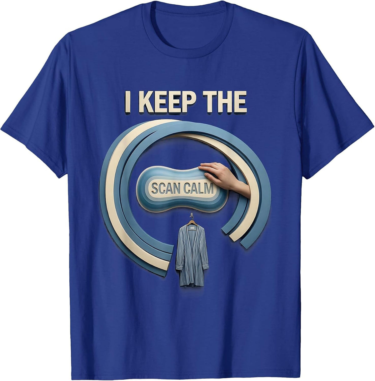 Men's I Keep The Scan Calm Disrupted Stripe Mammography Tech T-Shirt - Royal Blue