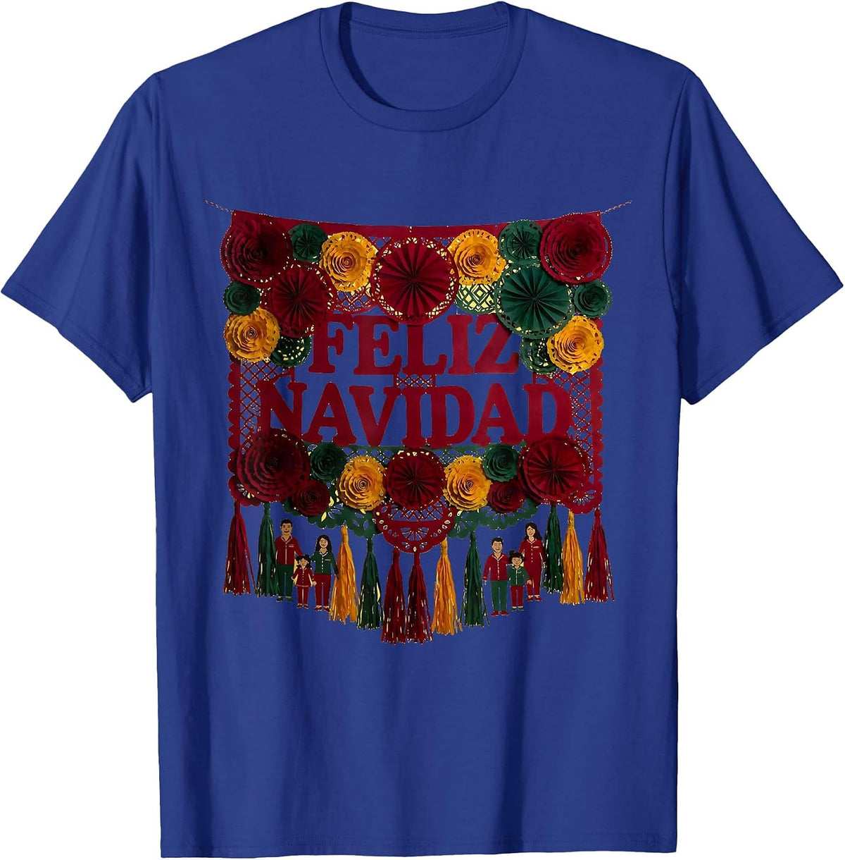Feliz Navidad Spanish Christmas Family Matching Pajamas T-Shirt - Royal Blue