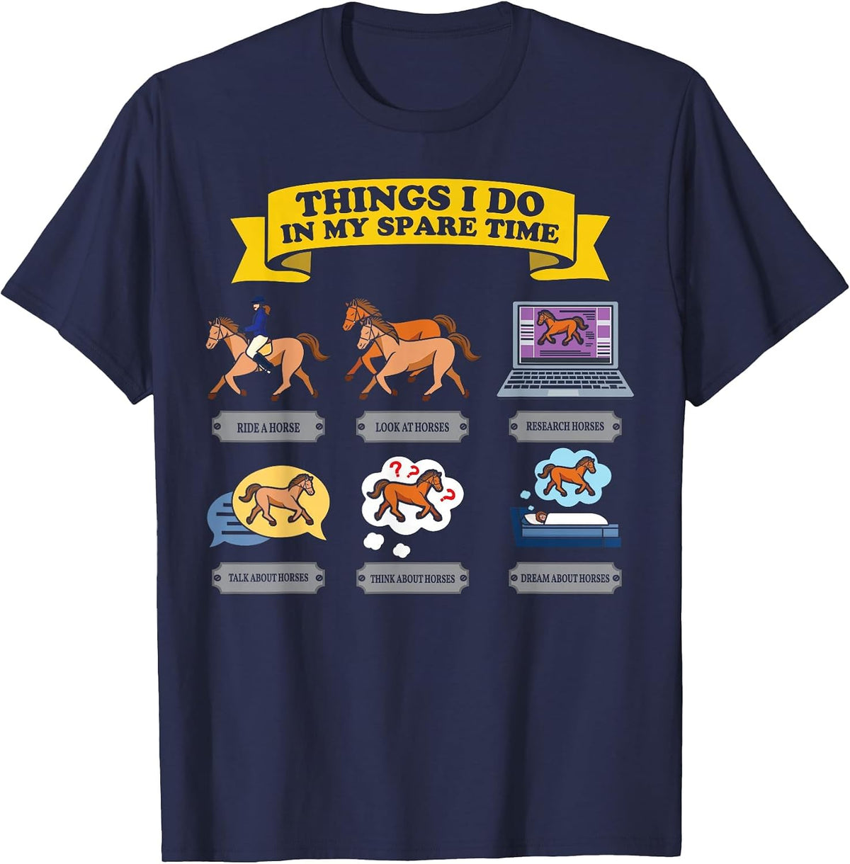 Horse Horseback Equestrian Whisperer Funny Spare Time T-Shirt - Navy Blue