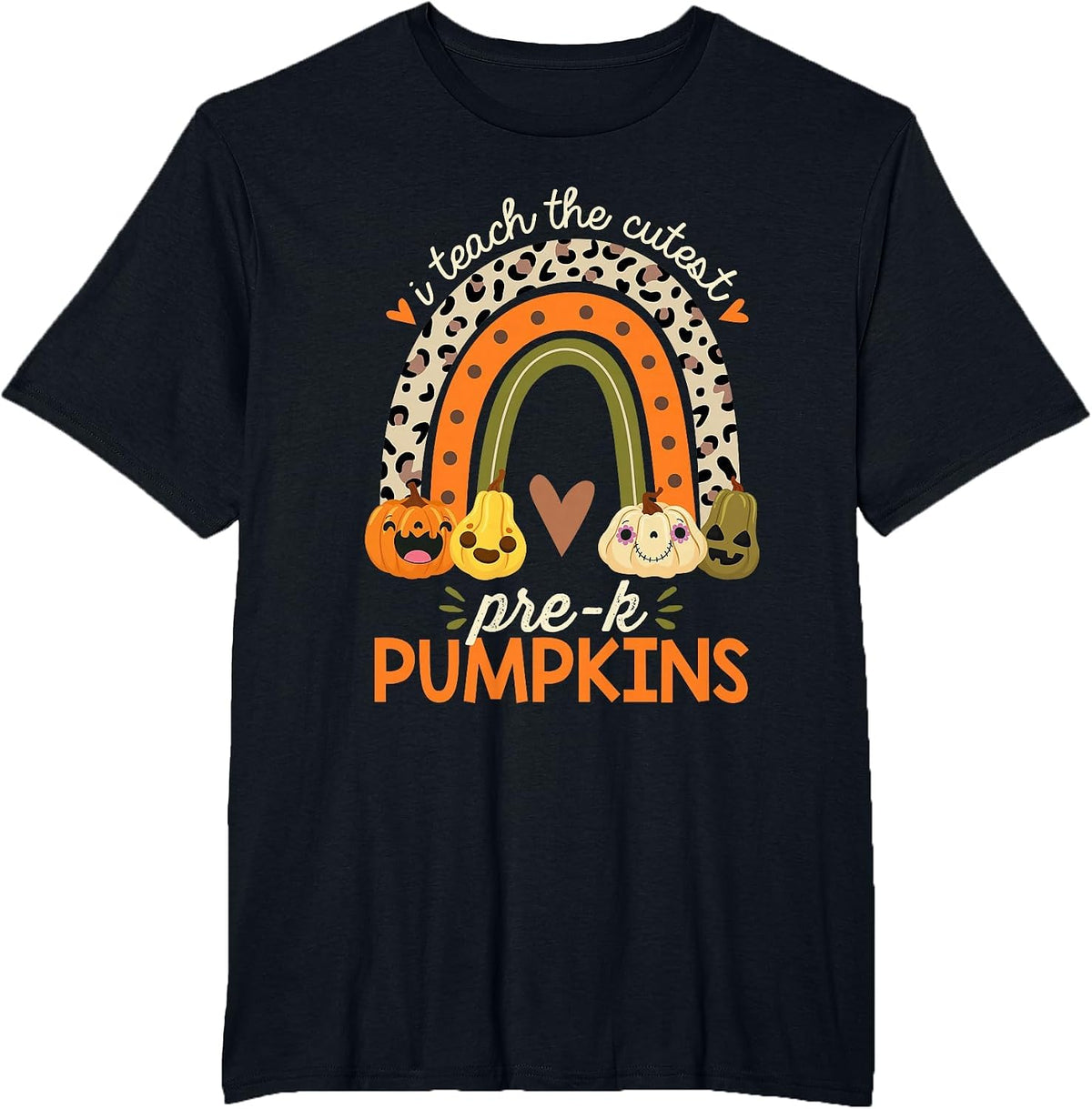 I Teach the Cutest Pre-K Pumpkin Halloween Preschool Teacher T-Shirt - Black