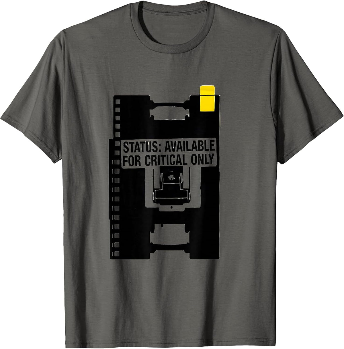 Status: Available For Critical Only Funny IT Support T-Shirt - Asphalt Grey