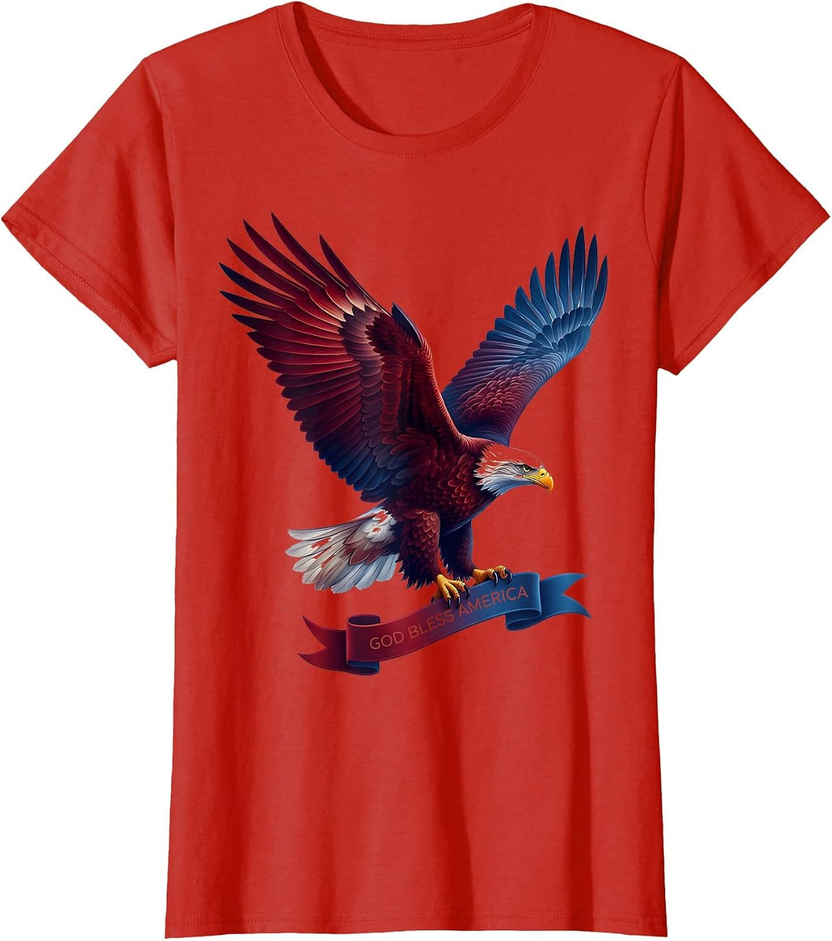 God Bless America Memorial Day Patriotic Design T-Shirt - Red