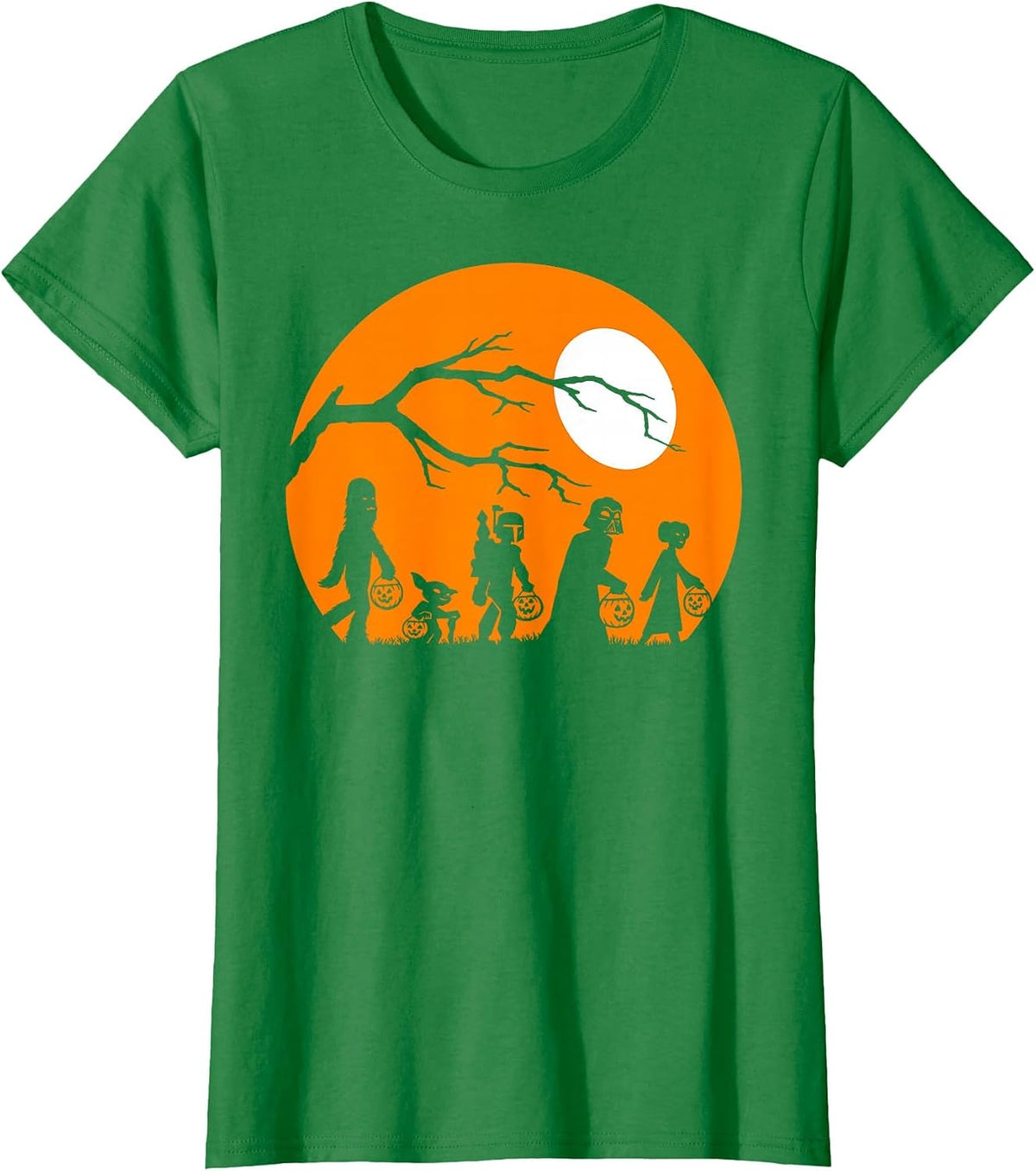 Star Wars Trick Or Treat Halloween Silhouette T-Shirt - Kelly Green