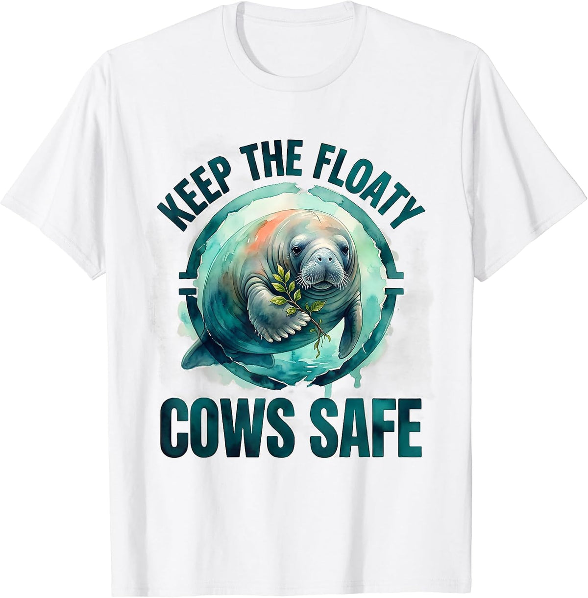 Men's Keep The Floaty Cows Safe Funny Manatee Lover Crystal River T-Shirt - White