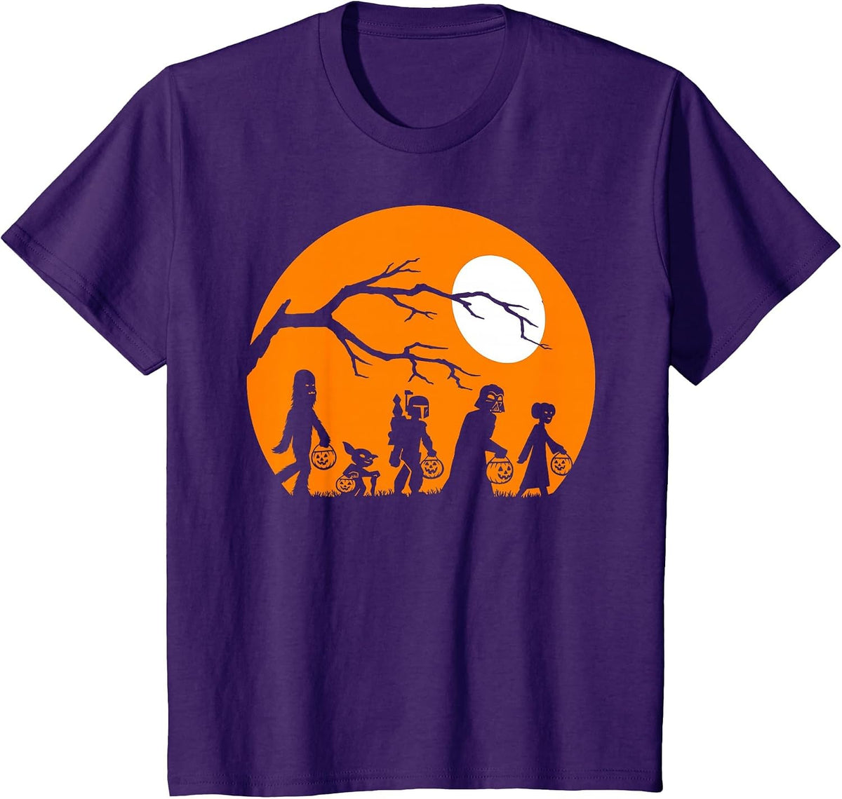 Star Wars Trick Or Treat Halloween Silhouette T-Shirt - Purple