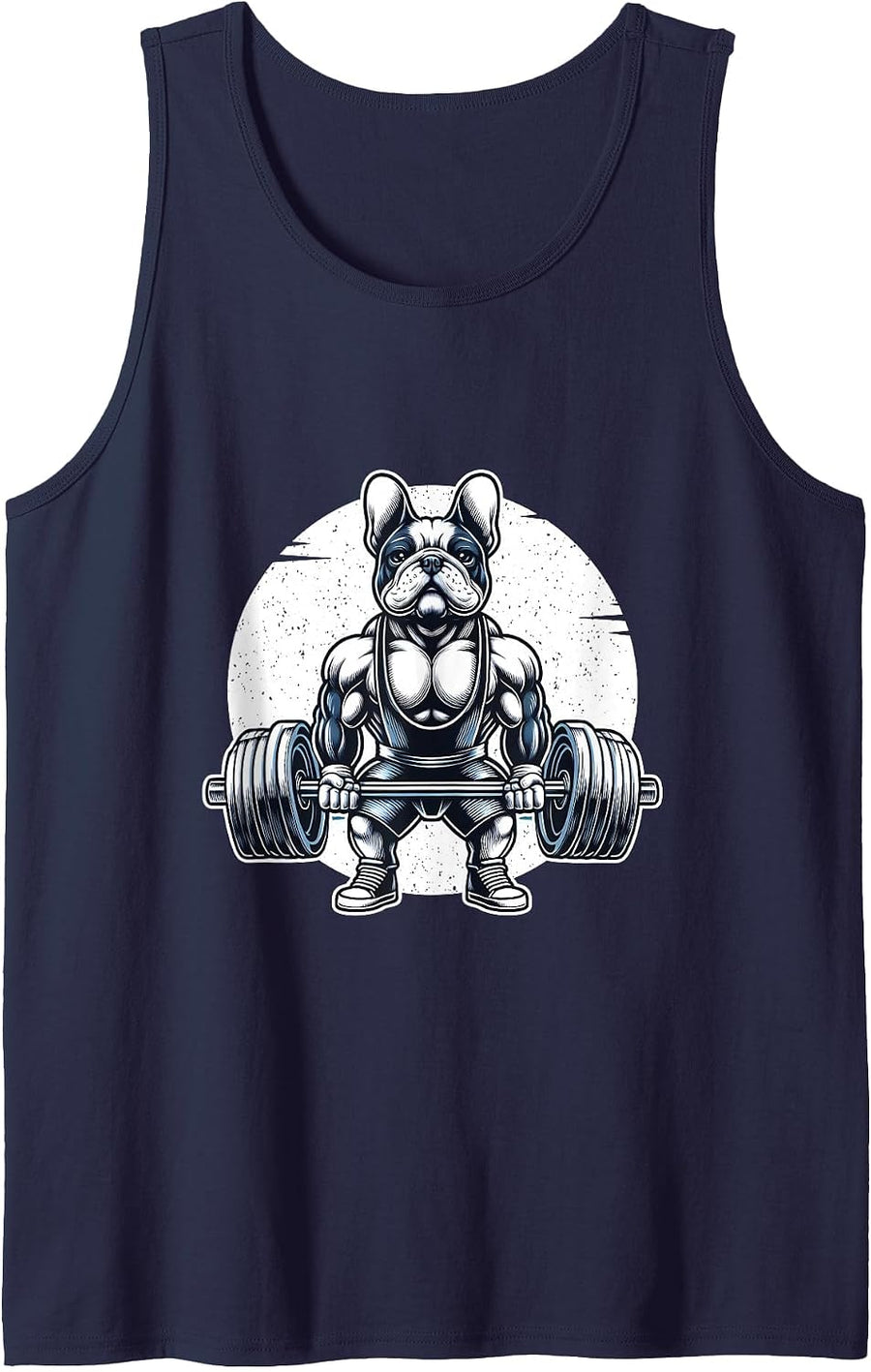 French Bulldog Weightlifting Funny Deadlift Men Fitness Gym Tank Top - Navy Blue