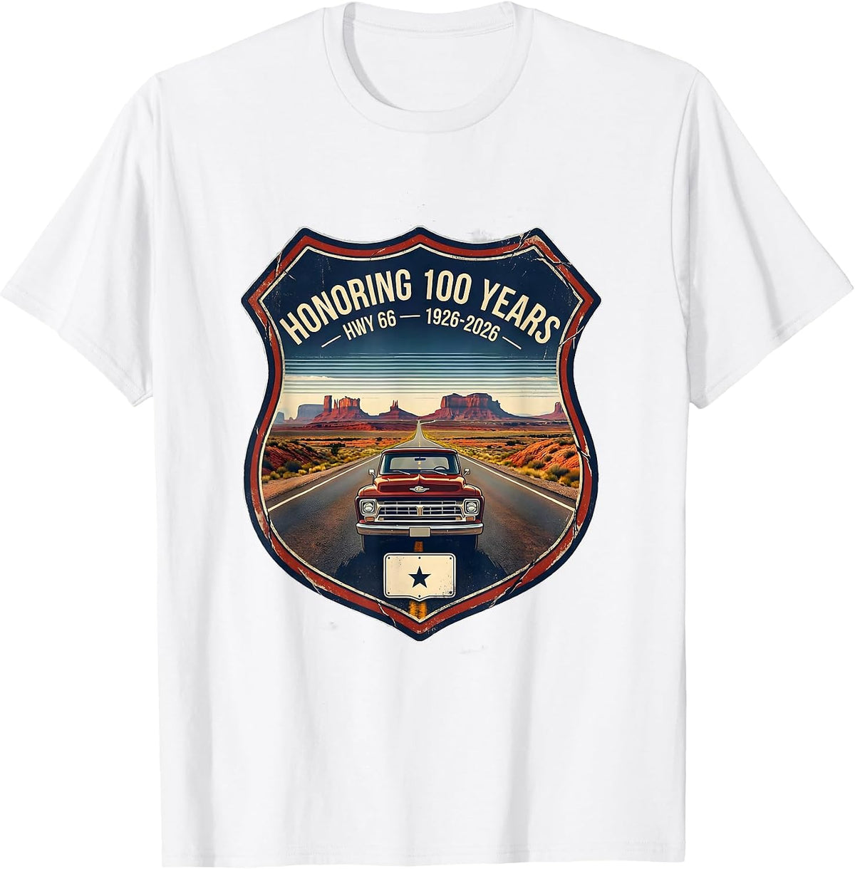 Men's Honoring 100 Years Hwy 66 1926-2026 Vintage T-Shirt - White