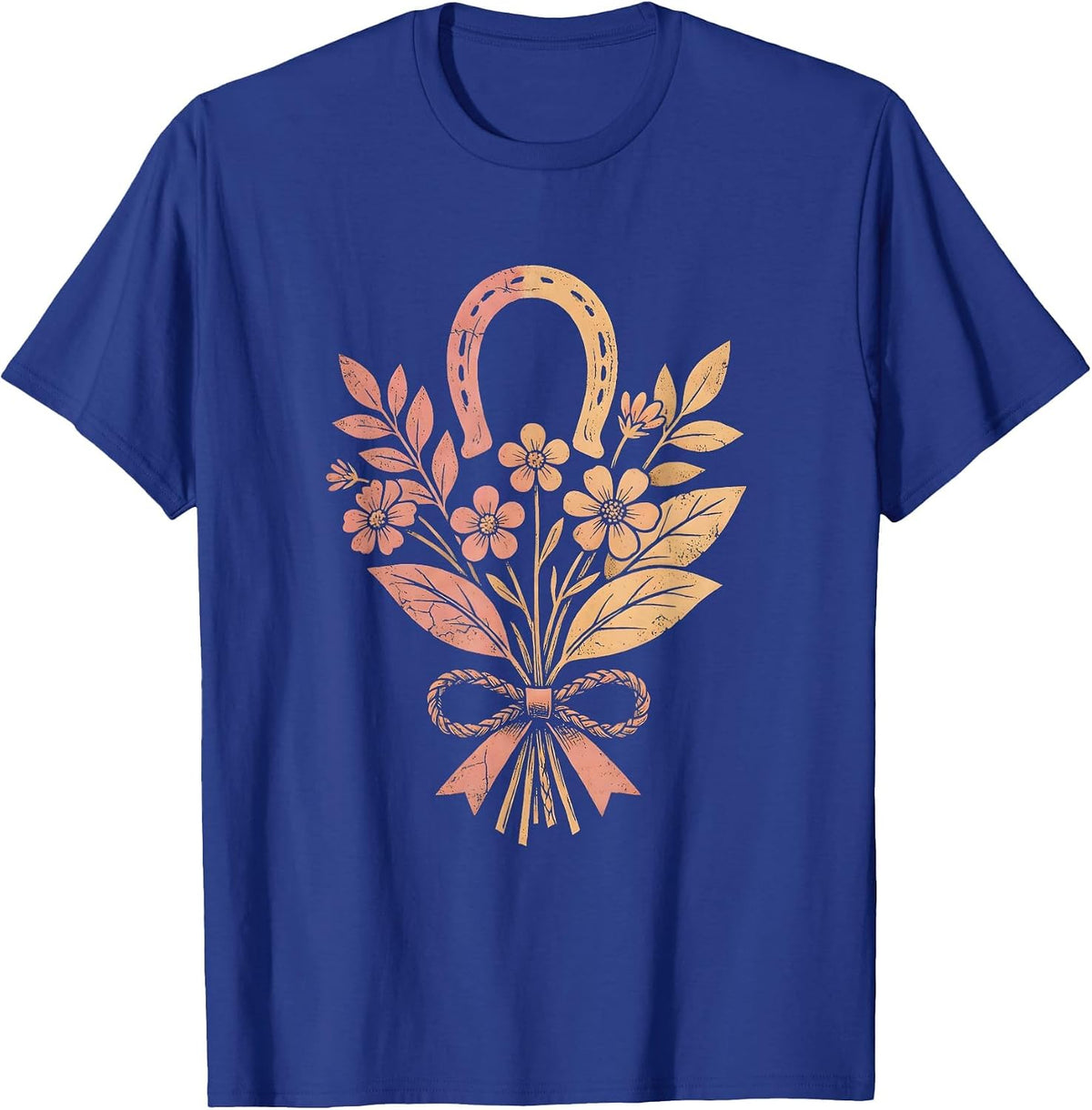 Cowboy Campfire Leather Reins Braiding Illustration T-Shirt - Royal Blue