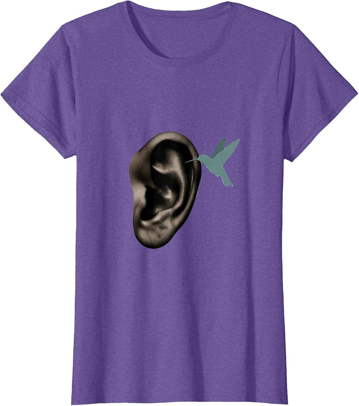 Women's Speech Therapy Hummingbird Ear Illustration T-Shirt - Purple Heather