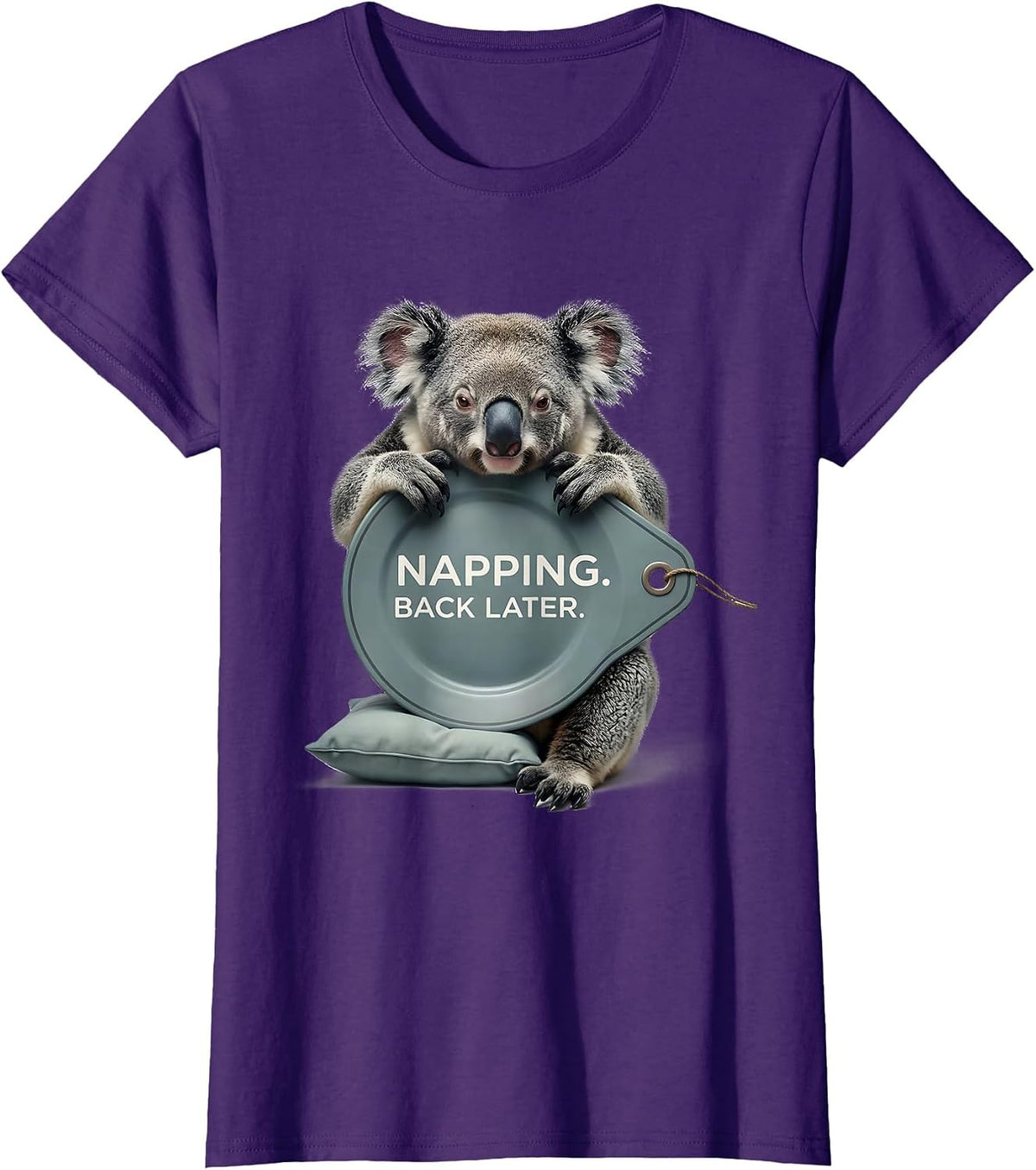 Women's Napping. Back Later Funny Koala Animal Official Sleepshirt T-Shirt - Purple
