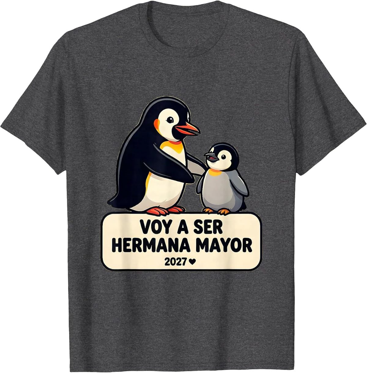 Voy A Ser Hermana Mayor 2027 Cartoon Big Sister Spanish T-Shirt - Dark Heather Grey