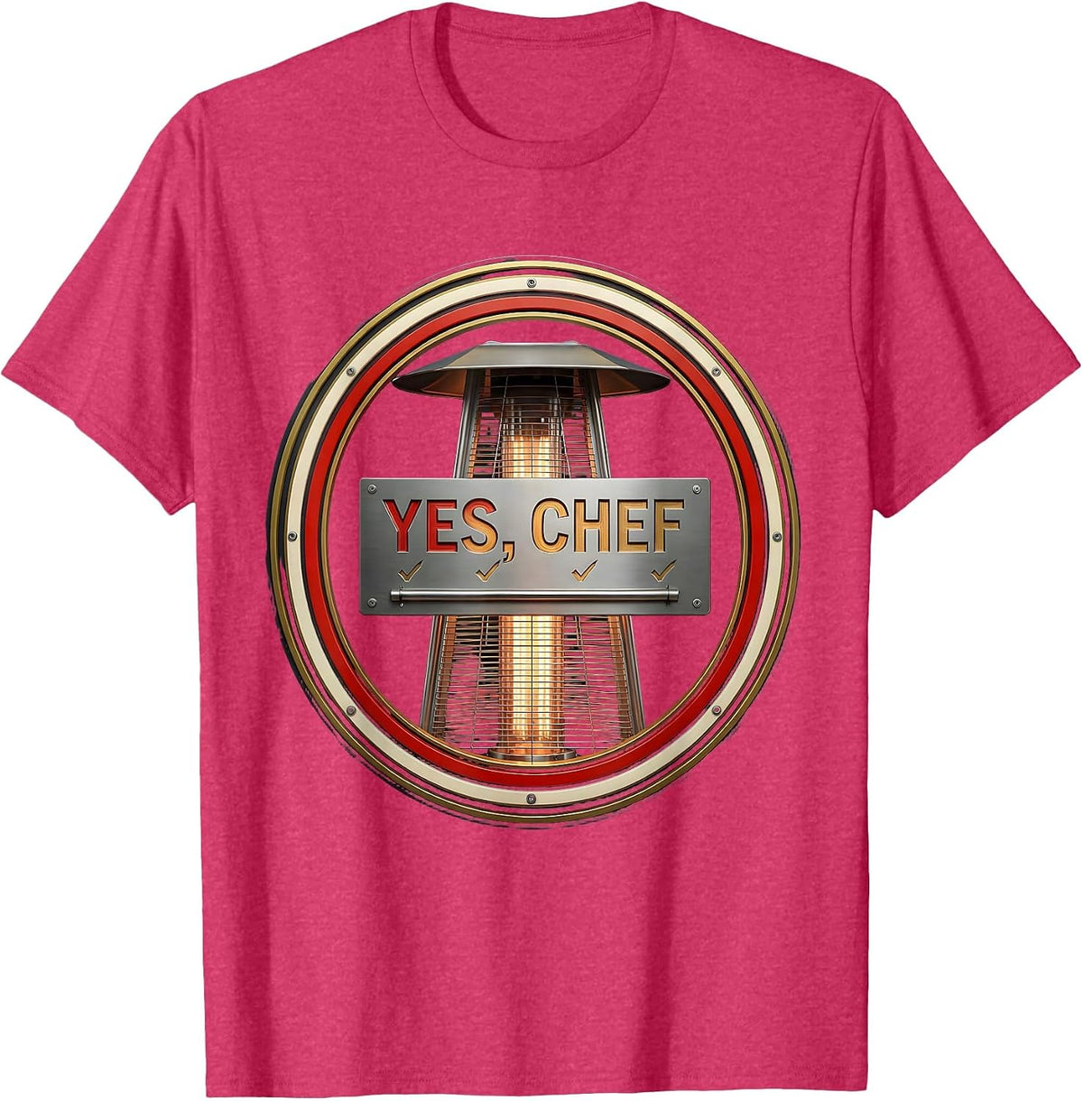 Men's Yes Chef Funny Restaurant Kitchen Staff Sayings for Cooks T-Shirt - Red Heather