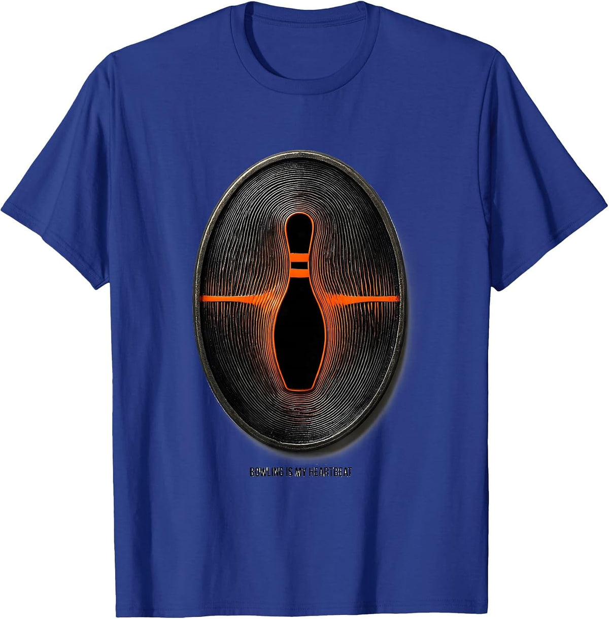 Bowling Is My Heartbeat Op Art Moire Hobby Passion Icon T-Shirt - Royal Blue