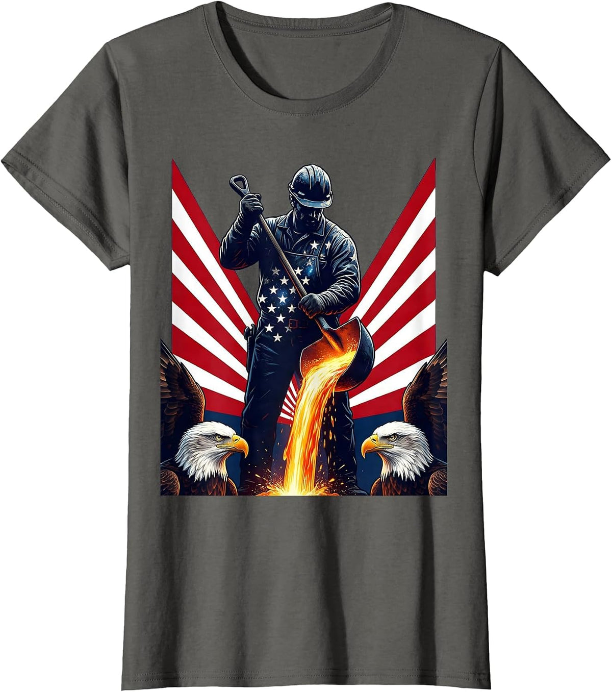 Women's Steelworker Molten Metal Foundry Graphic T-Shirt - Asphalt Grey