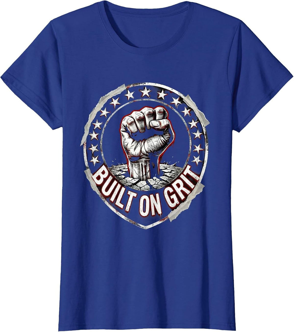 Women's Built on Grit American Pride Graphic Design T-Shirt - Royal Blue
