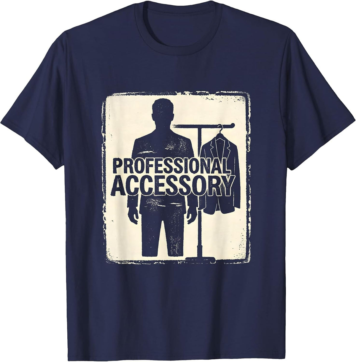 Professional Accessory Rubber Stamp Husband Deadpan Humor T-Shirt - Navy Blue