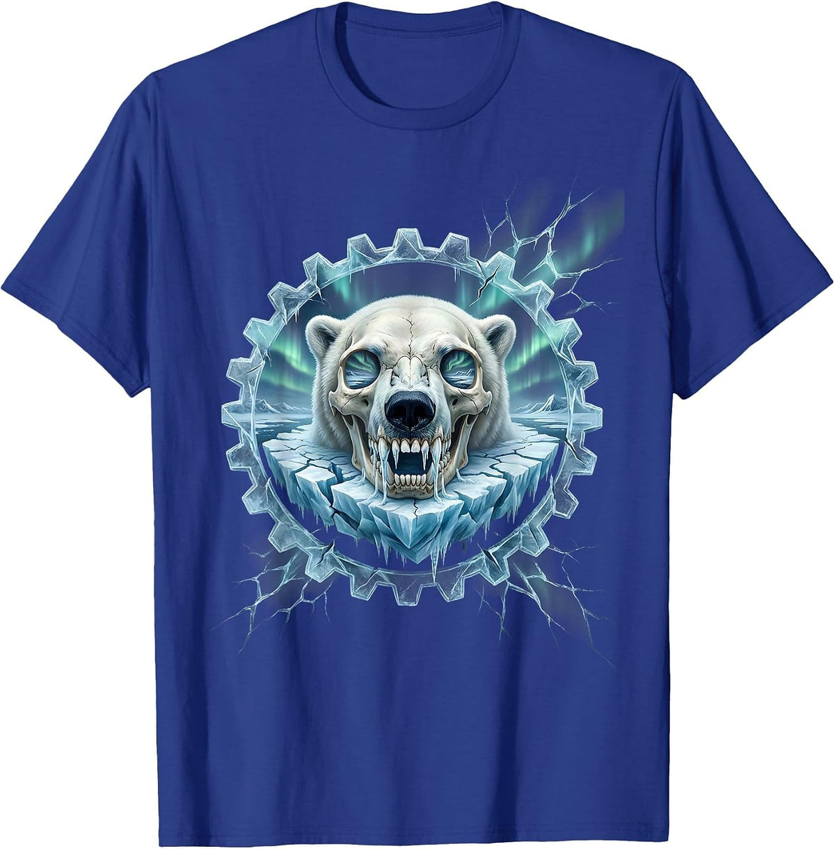 Polar Bear Skull Icicle Teeth Ice Art Design T-Shirt - Royal Blue