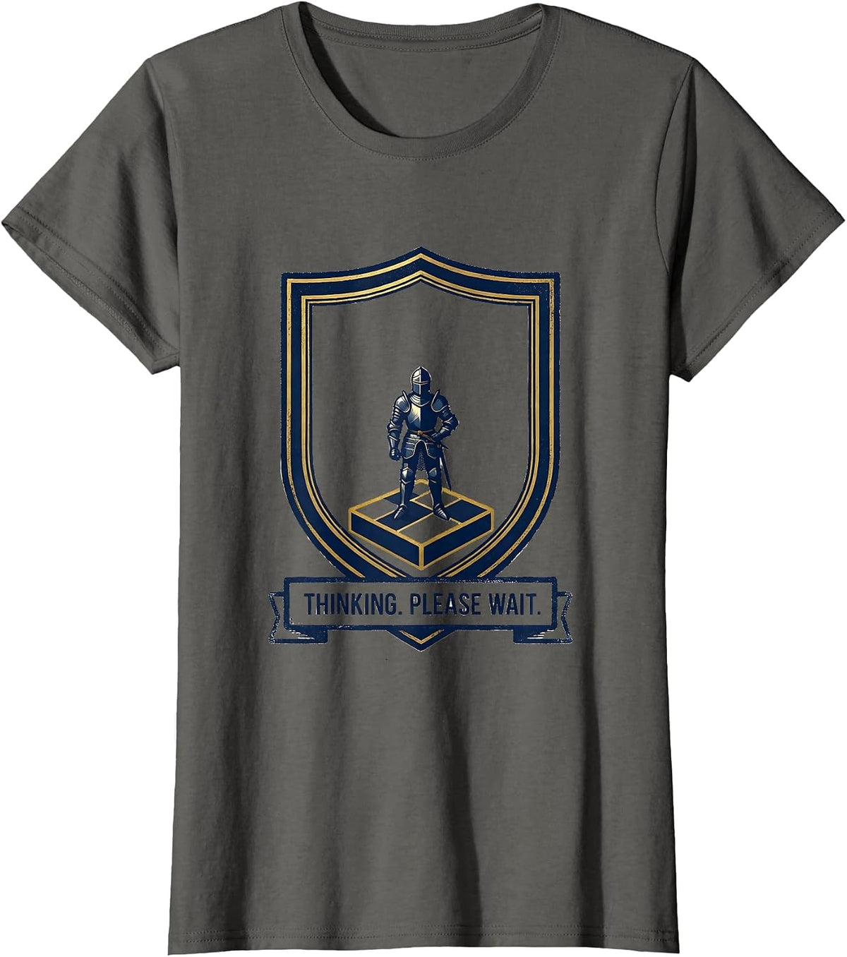 Women's Thinking Please Wait Funny Chess Player Gift Chess Lover T-Shirt - Asphalt Grey