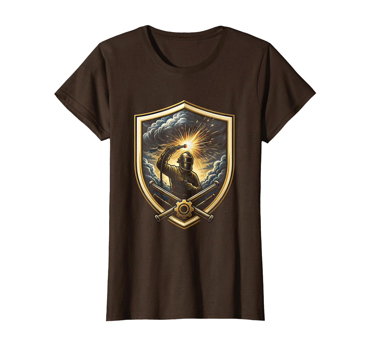 Mademark Welder Storm Clouds Dramatic Welding Art T-Shirt - Brown