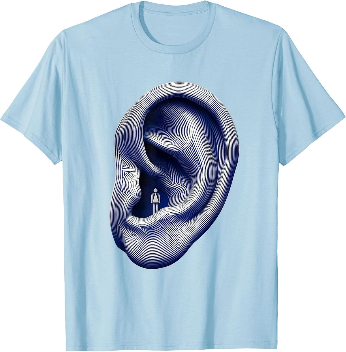 Men's Speech Therapy Giant Ear Illustration Design T-Shirt - Baby Blue