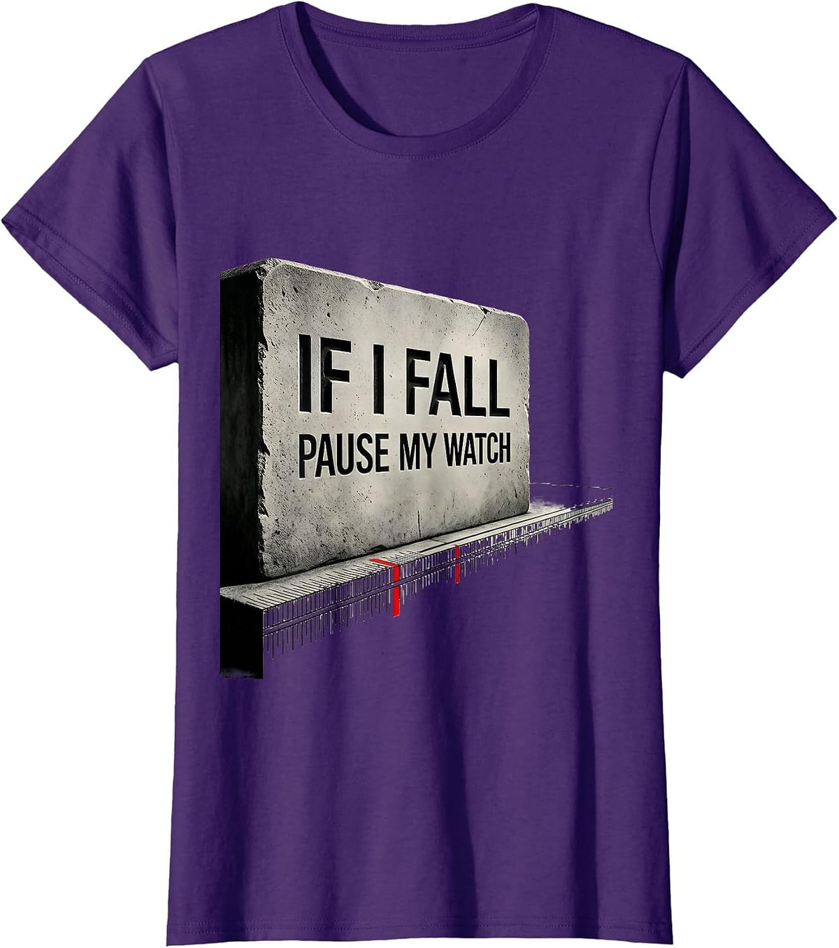 Women's If I Fall, Pause My Watch Funny Runner Marathon Gift T-Shirt - Purple
