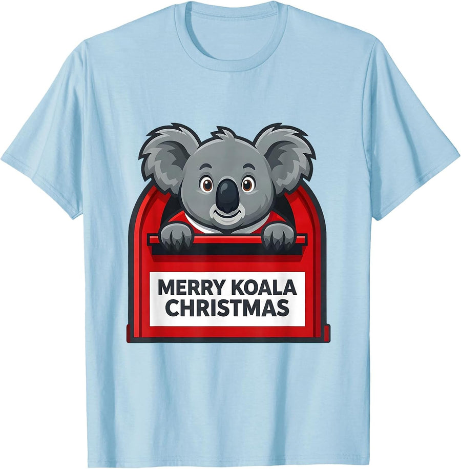 Merry Koala Christmas Cute Koala Lover Funny Australian T-Shirt - Baby Blue