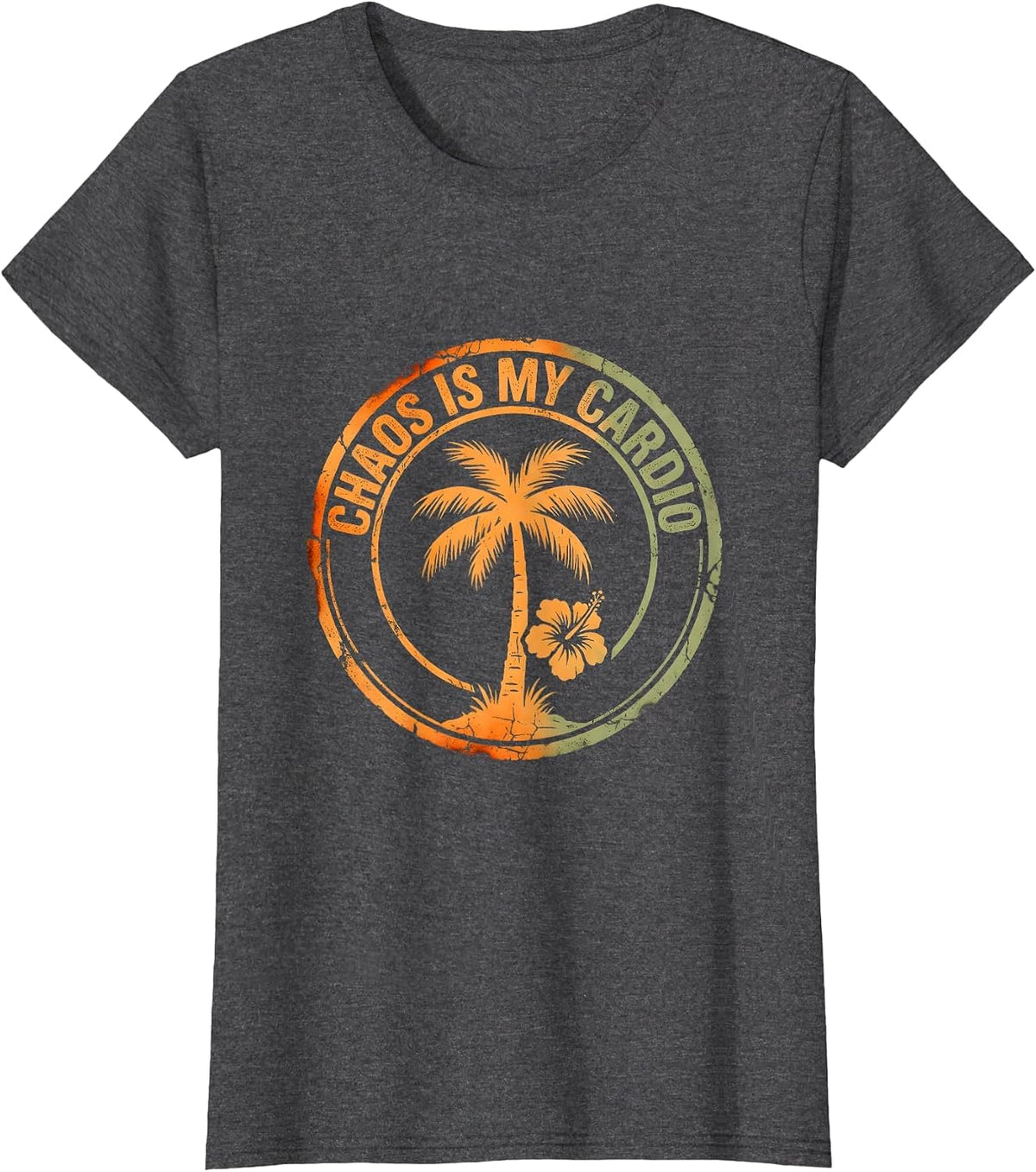 Women's Chaos Is My Cardio Chaos Coordinator Design T-Shirt - Dark Heather Grey