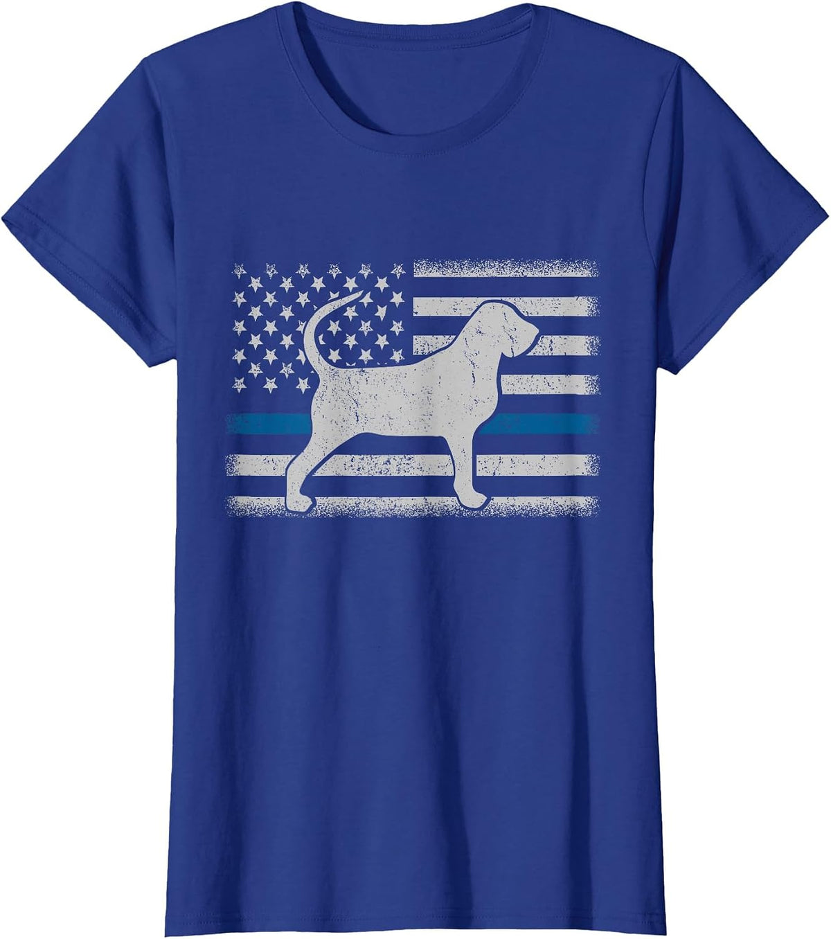 Bloodhound K 9 Police Thin Blue Line Flag Bloodhound T-Shirt - Royal Blue