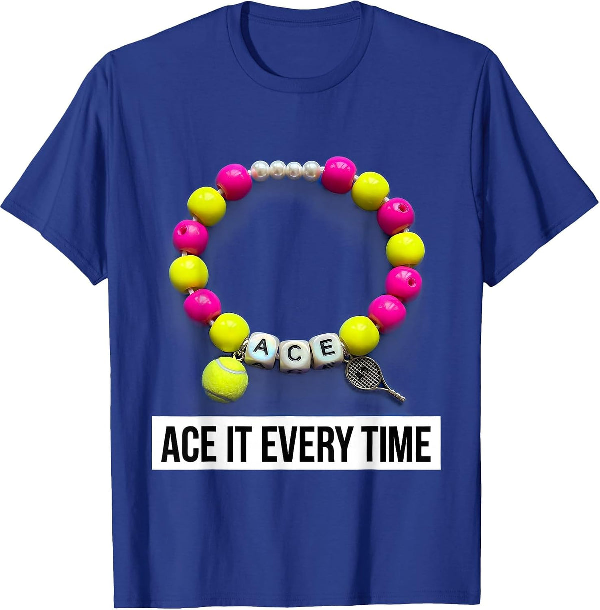 Ace It Every Time Tennis Graphic Design T-Shirt - Royal Blue