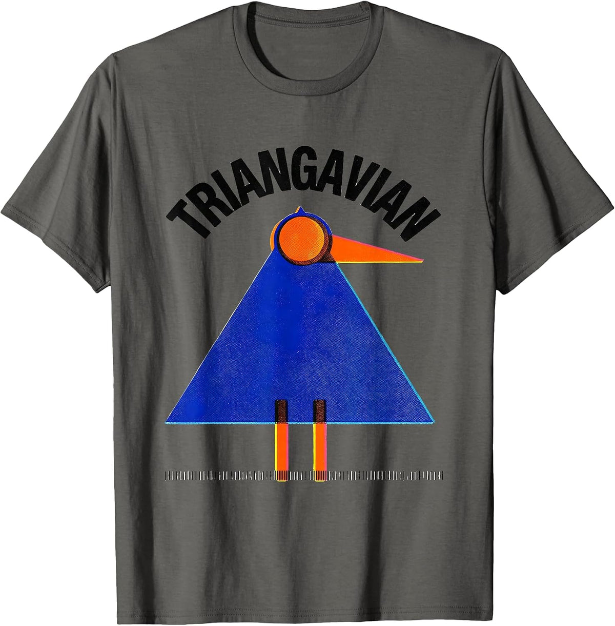Men's Triangavian Risograph Math Teacher Geometry Pun Humor T-Shirt - Asphalt Grey