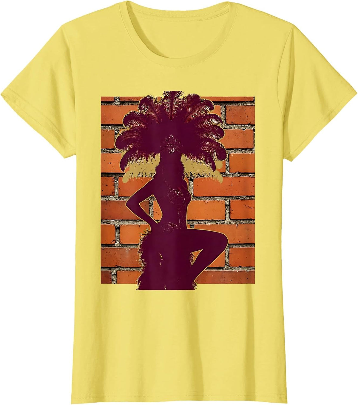 Showgirl Shadow Backstage Brick Wall Graphic T-Shirt - Lemon Yellow