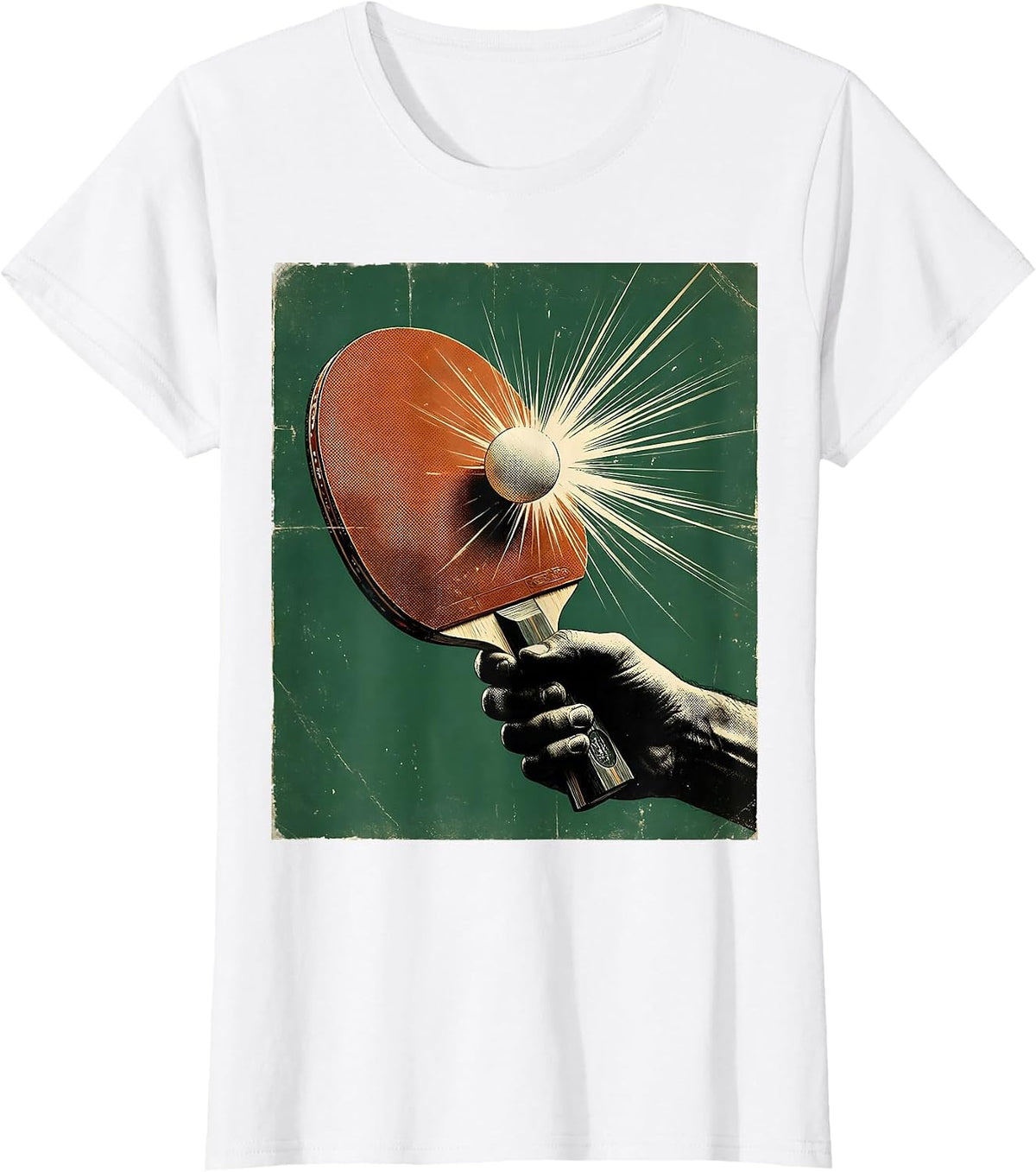 Ping Pong Paddle Mid-Slam Graphic Tee T-Shirt - White