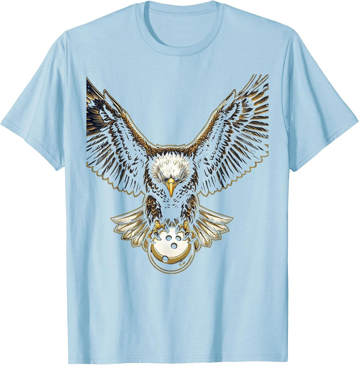 Men's Eagle Bowling Ball Strike Graphic Tee T-Shirt - Baby Blue
