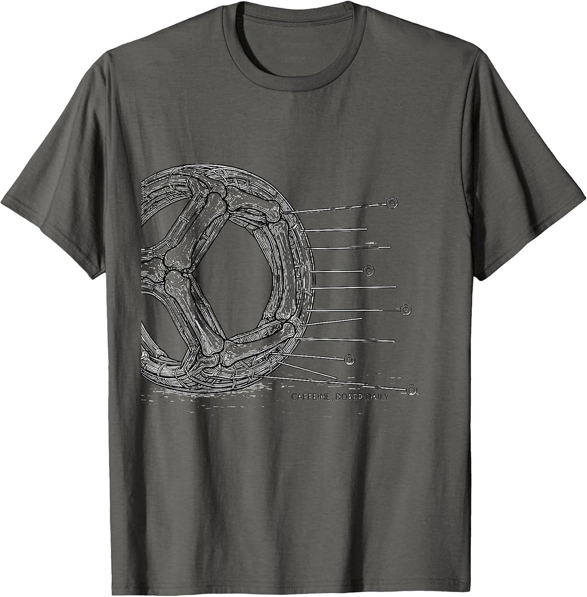 Caffeine, Dosed Daily Funny Pharmacy Tech Novelty T-Shirt - Asphalt Grey
