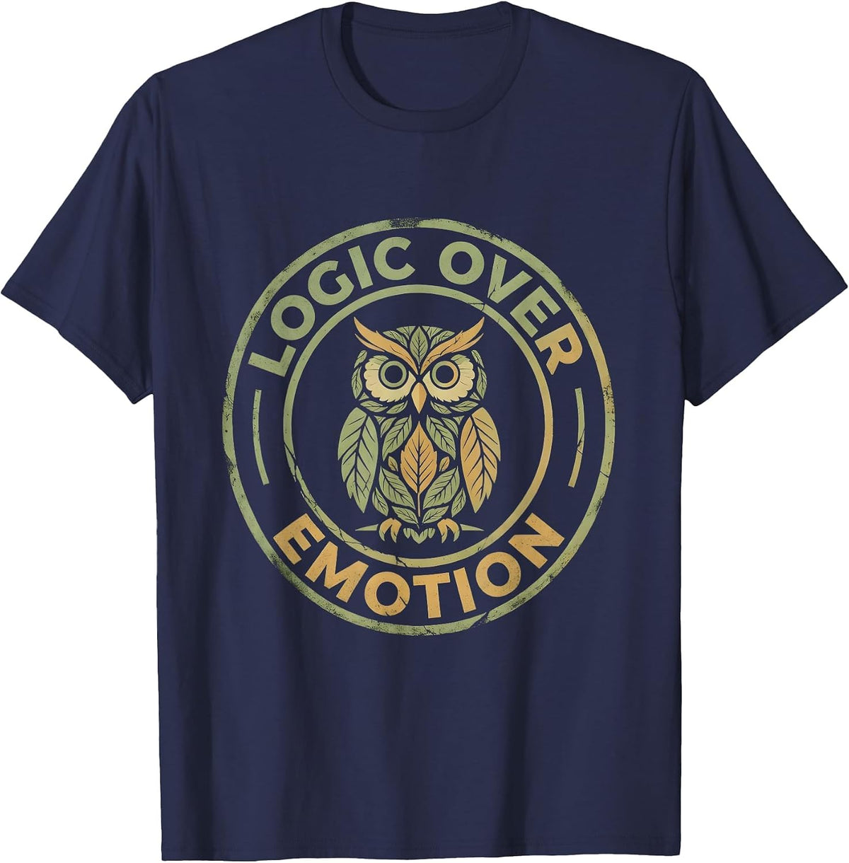 Men's Logic Over Emotion Facts Over Feelings Design T-Shirt - Navy Blue