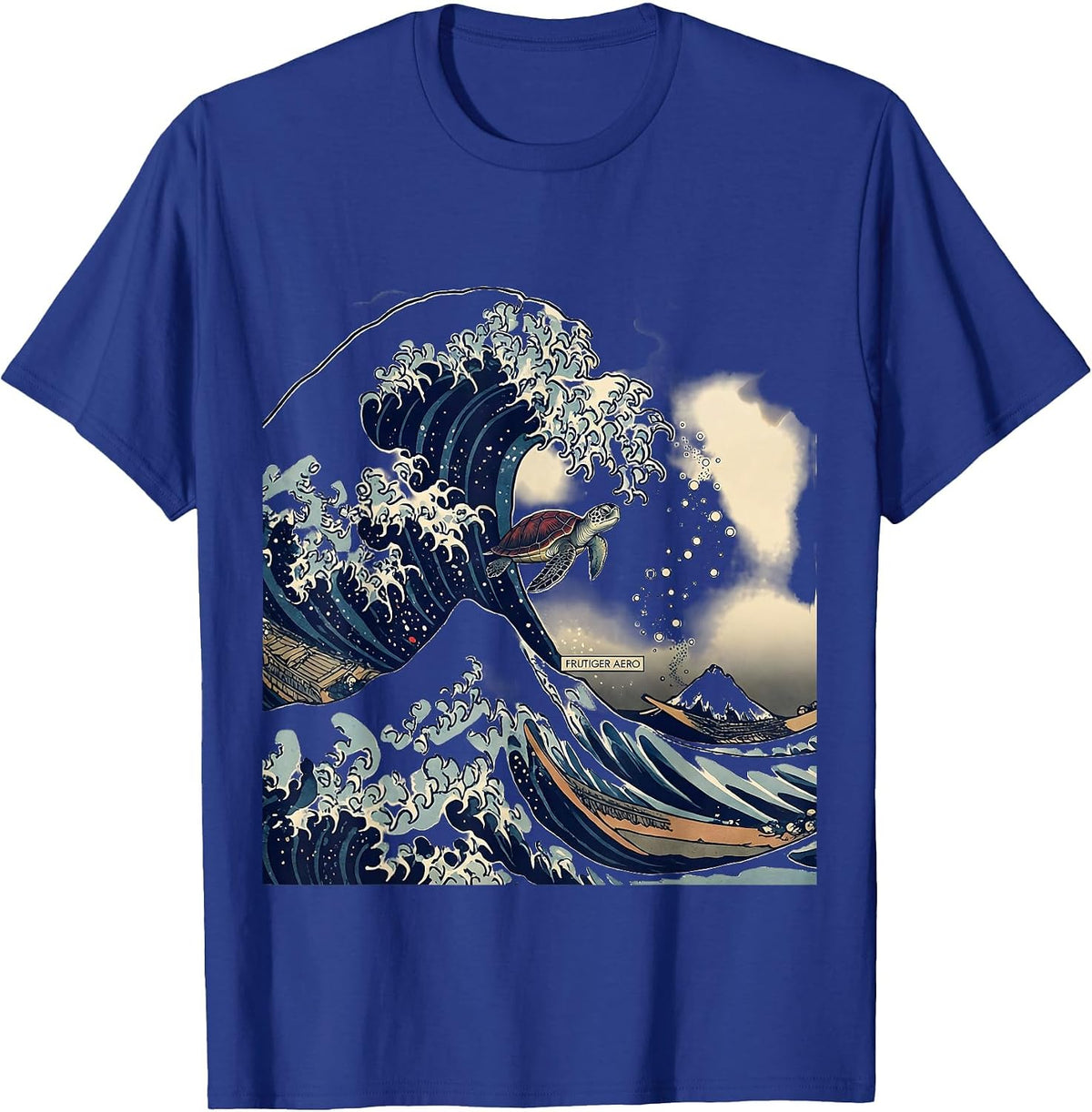 Frutiger Aero Ukiyo-e Y2K Tech Nostalgia Aesthetic T-Shirt - Royal Blue