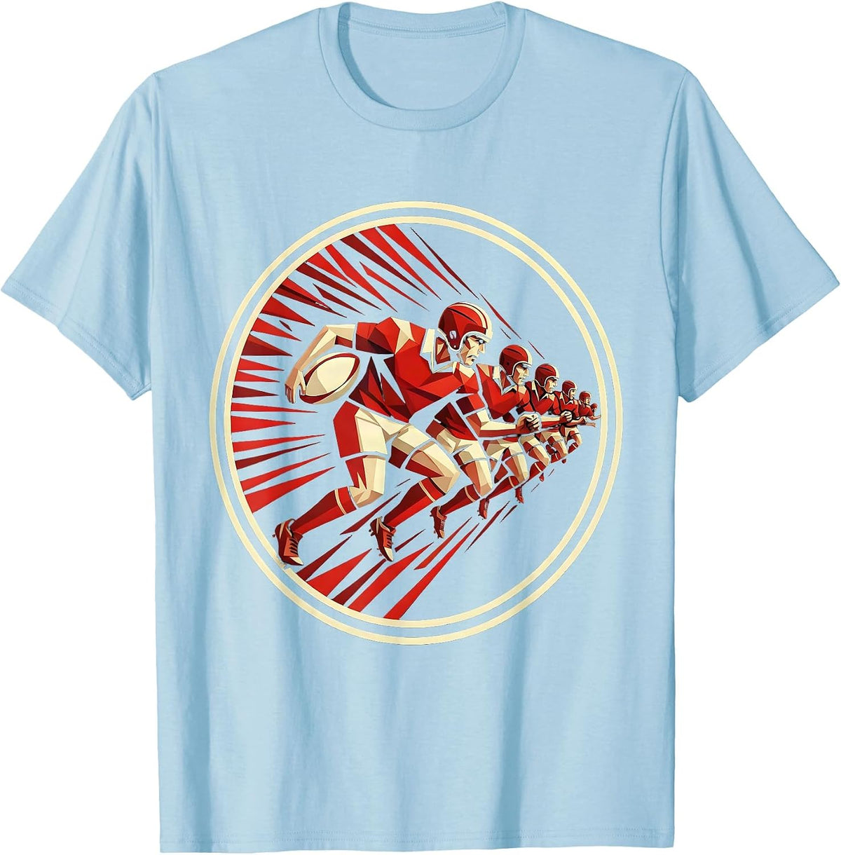 Men's Rugby Forwards Pack Charging Graphic Tee T-Shirt - Baby Blue