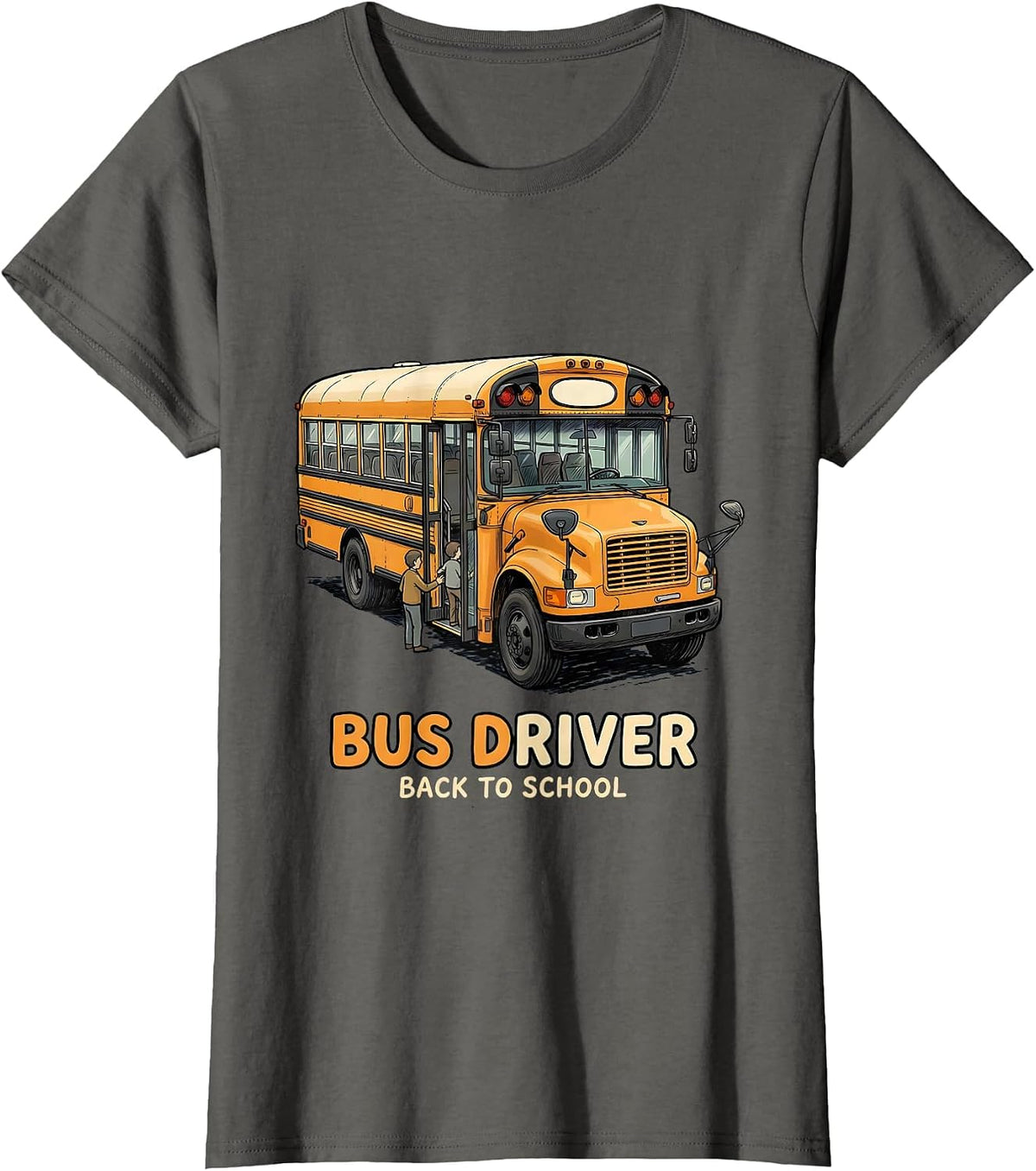 Women's Amber Bus Driver School Bus Driver Appreciation Back To T-Shirt - Asphalt Grey