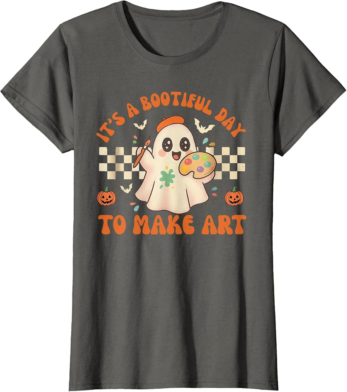 It's A Bootiful Day to Make Art Halloween Art Teacher T-Shirt - Asphalt Grey