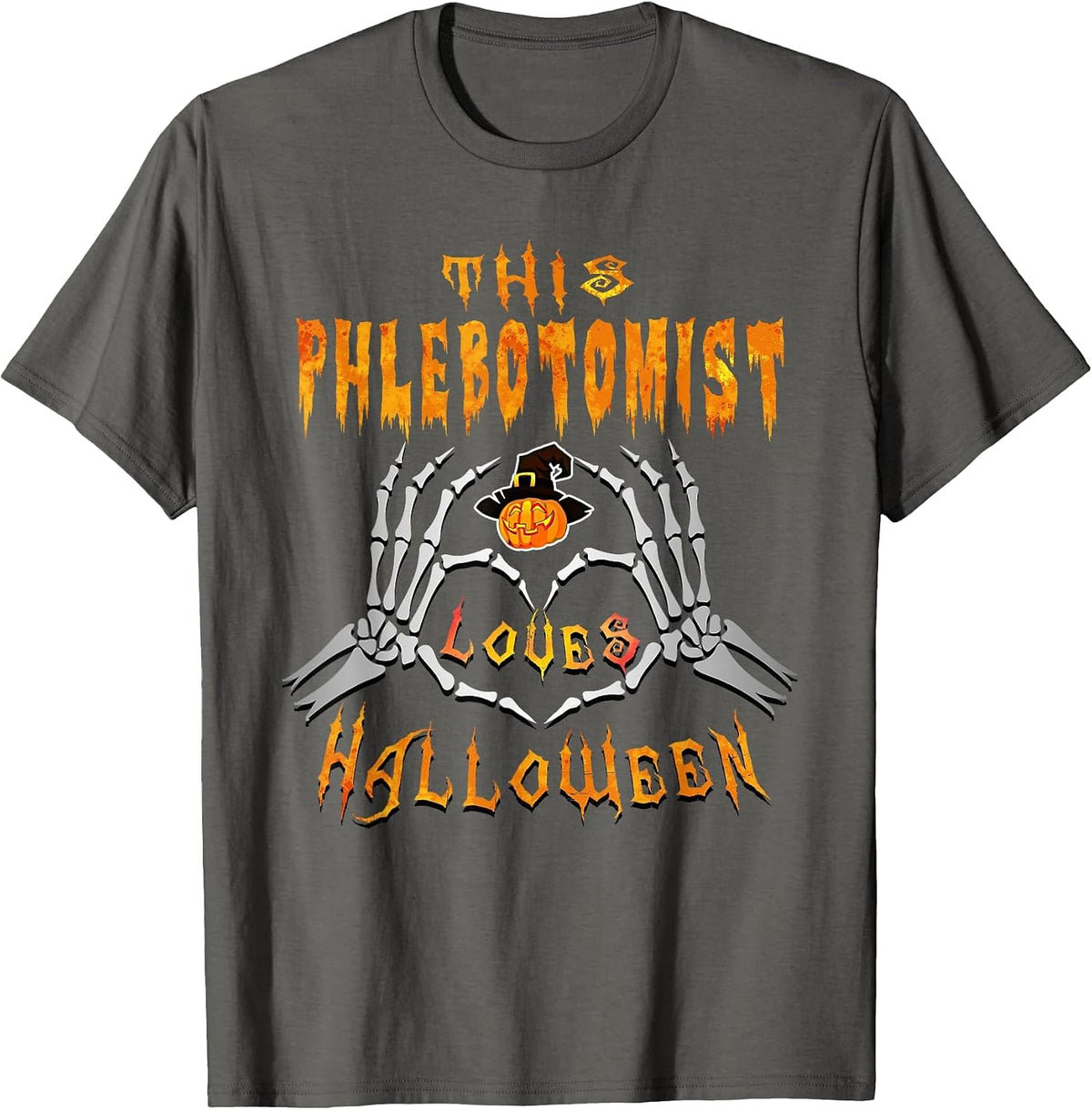 This Phlebotomist Loves Halloween Funny T-Shirt T-Shirt - Asphalt Grey