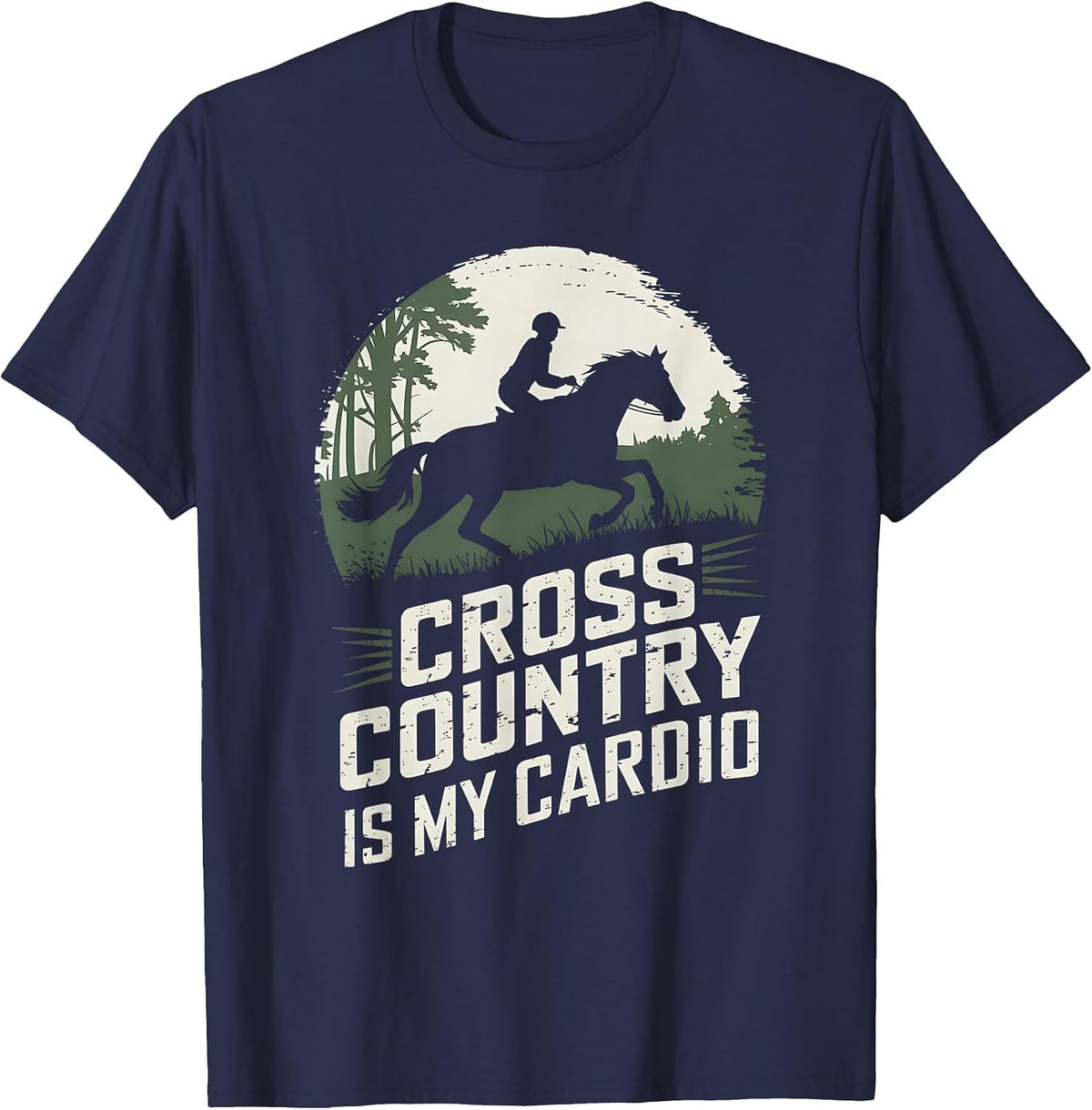 Cross Country is My Cardio Horse Riding T-Shirt - Navy Blue