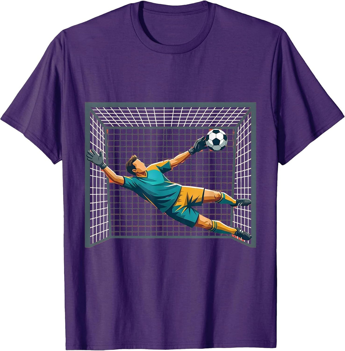 Soccer Dad Goalkeeper Diving Save Illustration T-Shirt - Purple