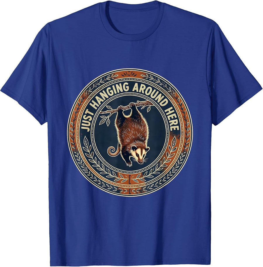 Just Hanging Around Funny Opossum Design T-Shirt - Royal Blue