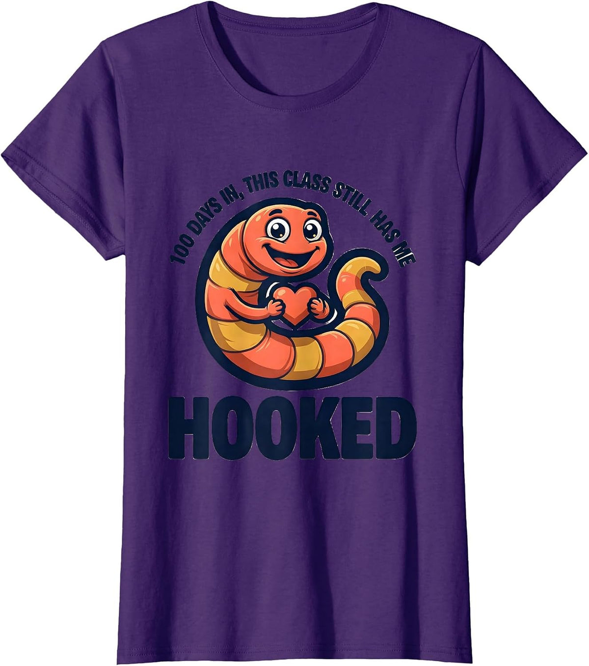 Women's 100 Days In, This Class Still Has Me Hooked Teacher T-Shirt - Purple