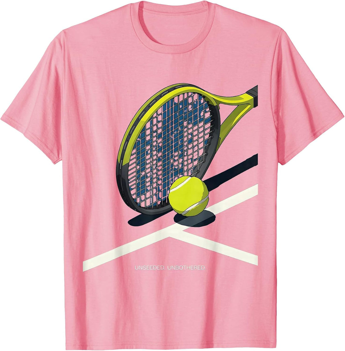 Men's Unseeded Unbothered Funny Tennis Player Humor Novelty T-Shirt - Pink