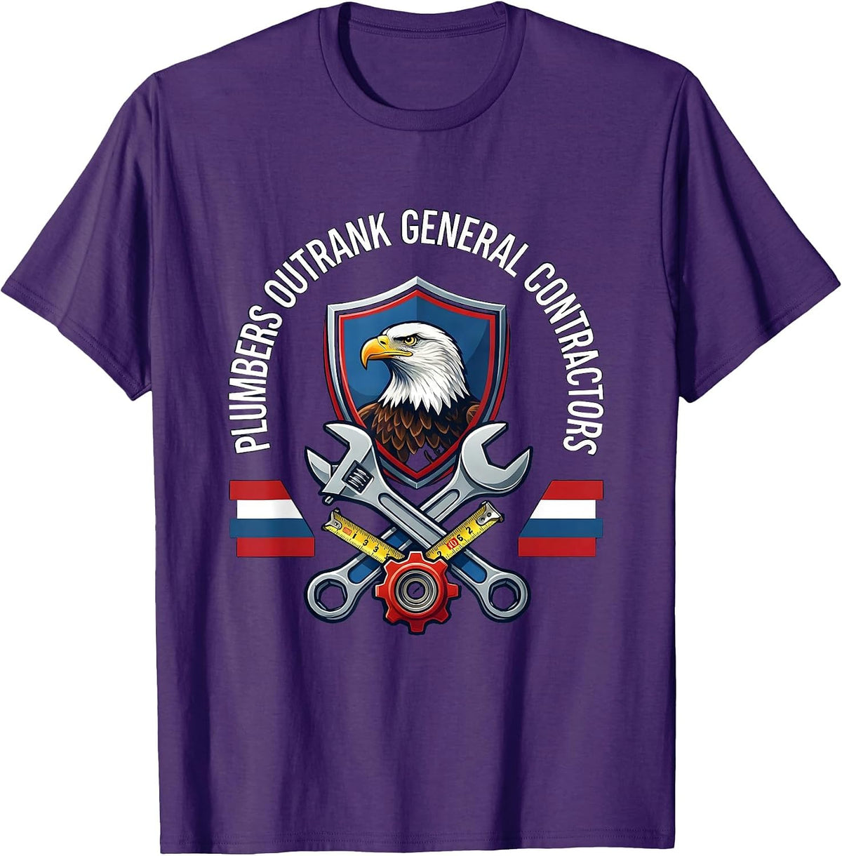 Plumbers Outrank General Contractors Funny Plumber T-Shirt - Purple