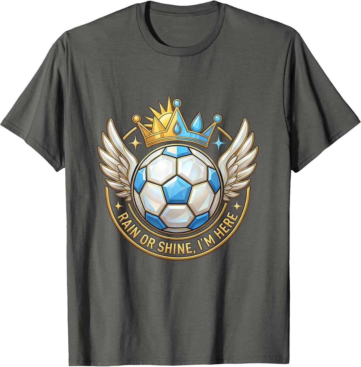 Men's Rain or Shine I'm Here Dedicated Soccer Dad T-Shirt - Asphalt Grey